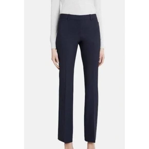 Theory 4 Pants Navy Blue Rosel Sevona Straight Leg Trousers Slacks Wool Stretch - Picture 1 of 10